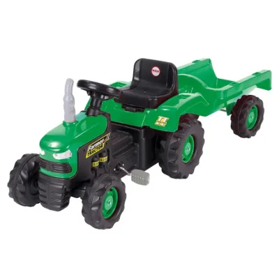 Tractor Verde de Pedal con Carreta 3a+