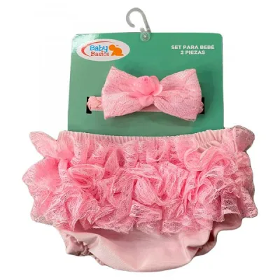 Baby Basics Calzón Bombacho con Vincha para Bebé Unitalla Rosado