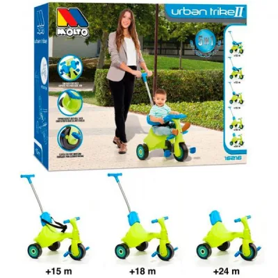 Triciclo con Agarradera Urban Trike II Verde 5en1 10m+