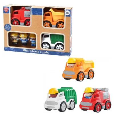 Mini Camiones con Figuras Set de 3 24m+