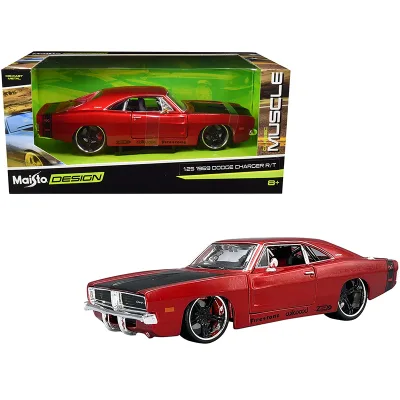 Carro 1:24 Design Muscle 1969 Dodge Charger R/T Rojo 8a+