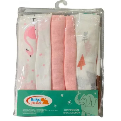 Baby Basics Manta para Bebé Rosada Set de 3 75x75cm