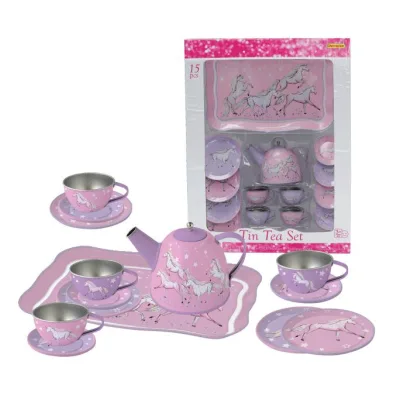 Juego de Té Metálico Unicornios 15pzs 3a+