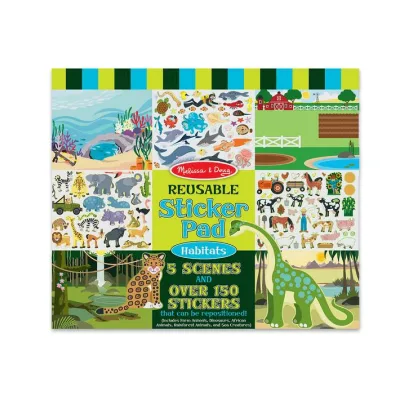 Block de Sticker de Animales Reutilizables 3a+